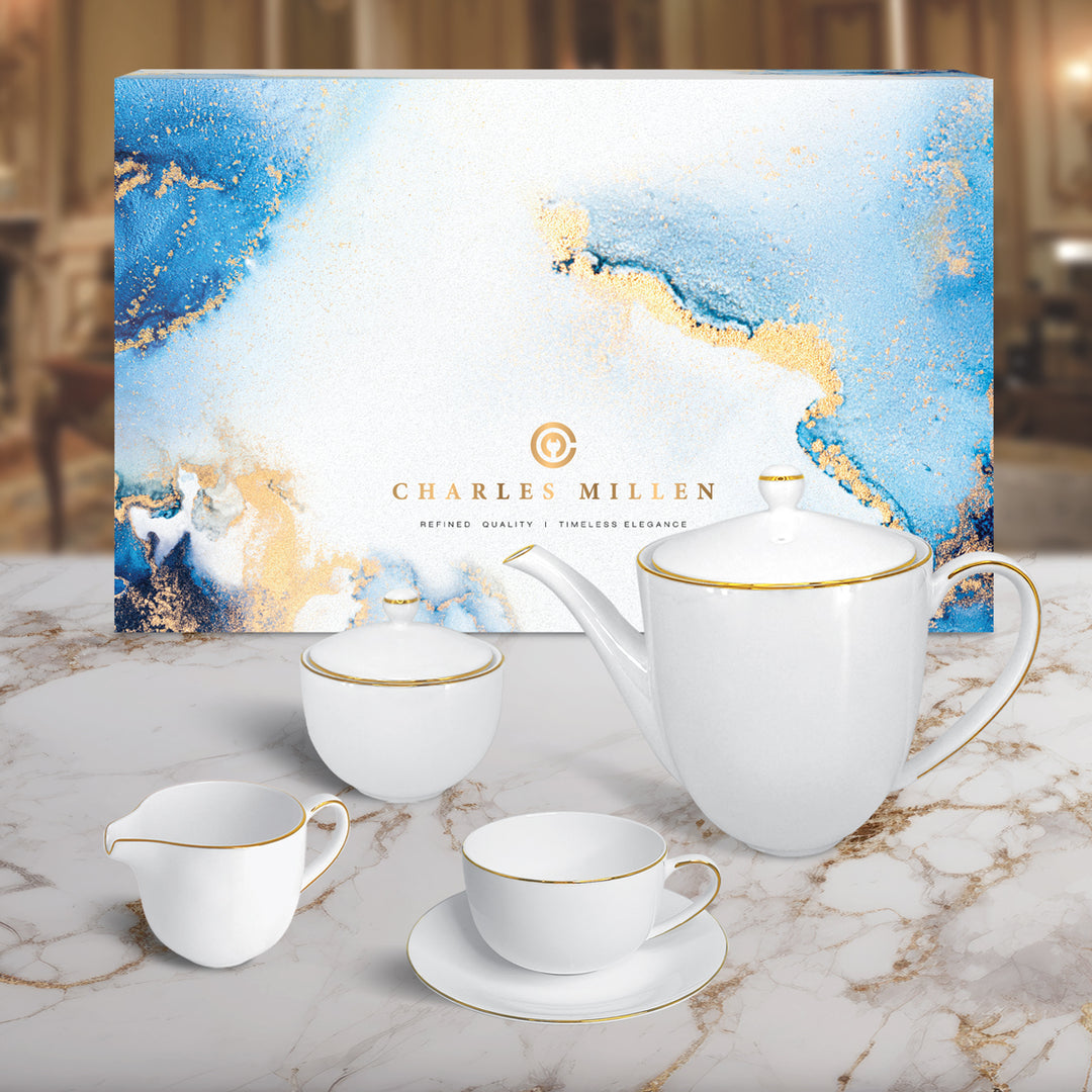 Charles Millen Signature Fine Bone China Collection Set Gold