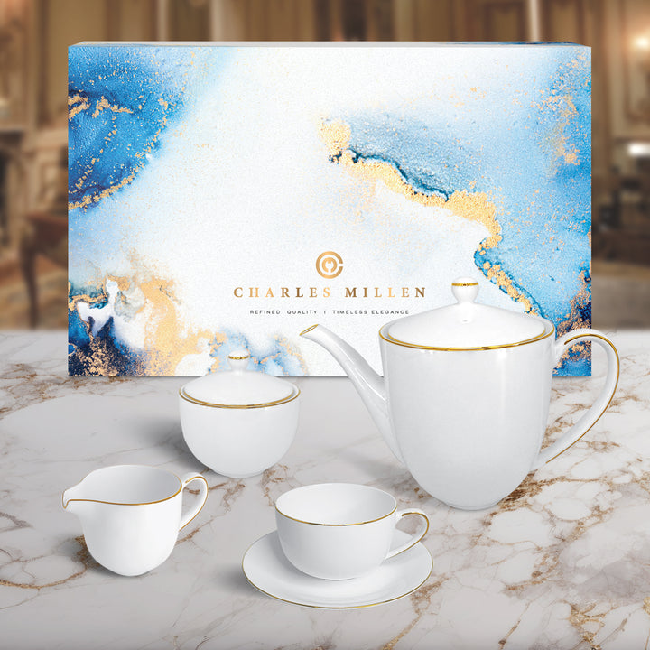 Charles Millen Signature Fine Bone China Collection Set Gold