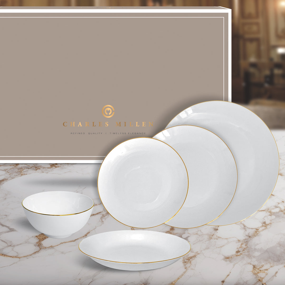Charles Millen Signature Fine Bone China Collection Set Gold