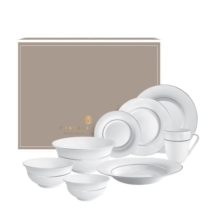 Charles Millen Signature Fine Bone China Collection Vogue Series Enough for 8 Dining Set