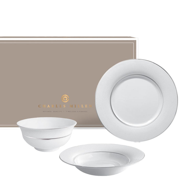 Charles Millen Signature Fine Bone China Collection Vogue Series Good for 4 Entrée Dining Set