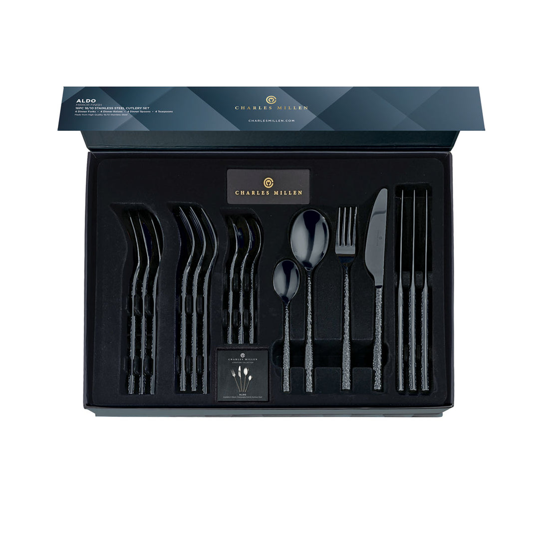 Charles Millen Signature Collection Aldo Mirror Finished Stainless Steel Cutlery Set 16pc