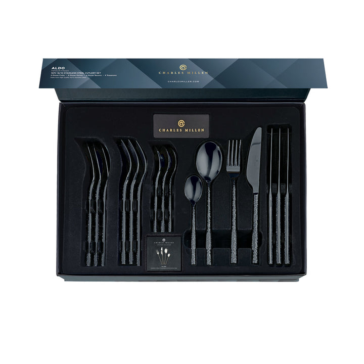 Charles Millen Signature Collection Aldo Mirror Finished Stainless Steel Cutlery Set 16pc