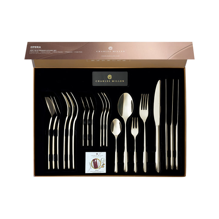 Charles Millen Signature Collection Opera Mirror Finished Stainless Steel Cutlery Set 20pc