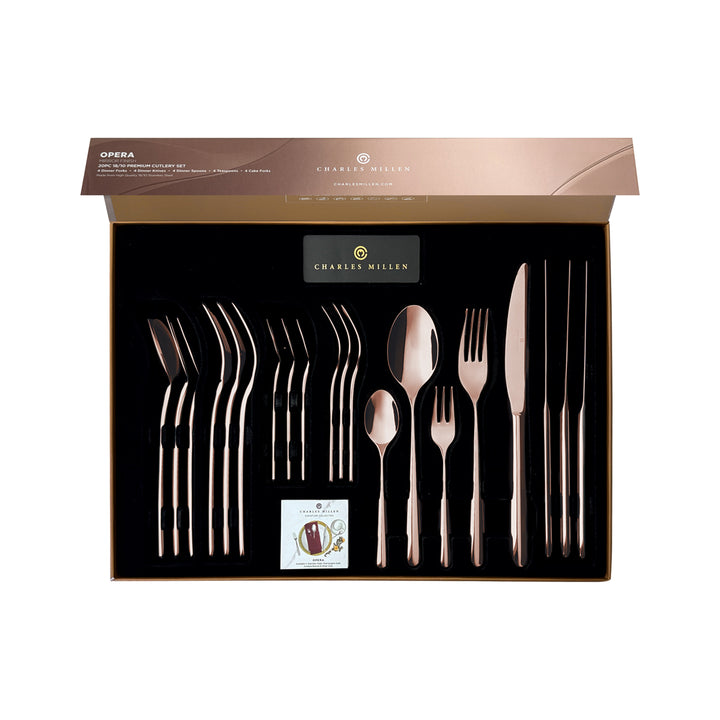 Charles Millen Signature Collection Opera Mirror Finished Stainless Steel Cutlery Set 20pc