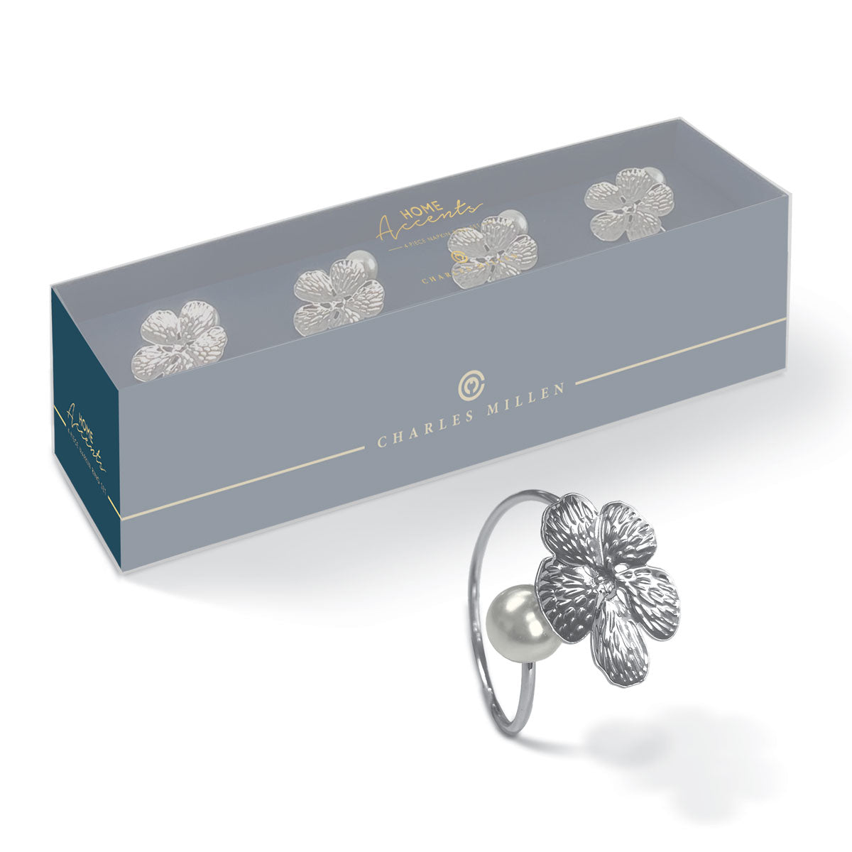 Charles Millen Signature Collection Julia Napkin Ring 4 Piece Set