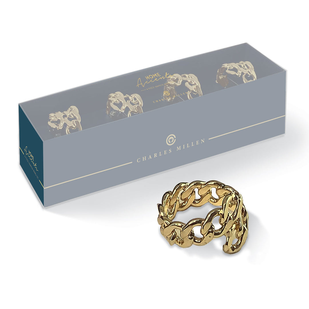 Charles Millen Signature Collection Figaro Napkin Ring 4 Piece Set