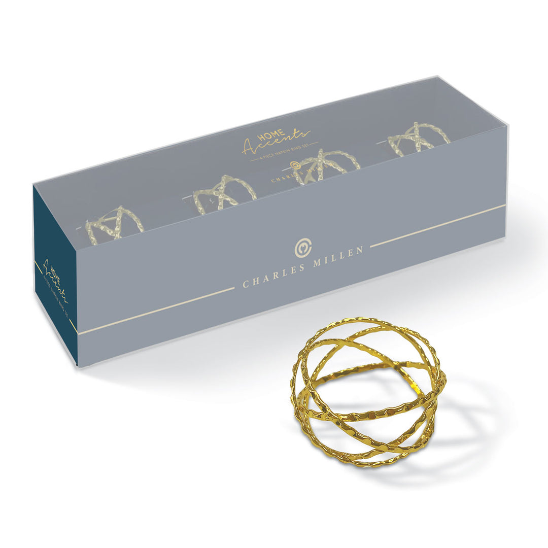 Charles Millen Signature Collection Galaxy Napkin Ring 4 Piece Set