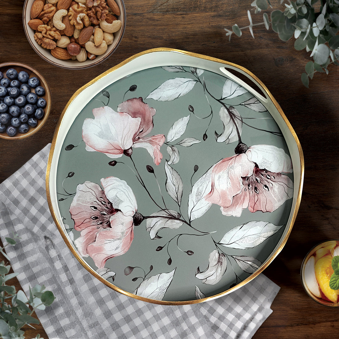 Charles Millen Signature Collection Voila Series Florvielle Round Serving Tray