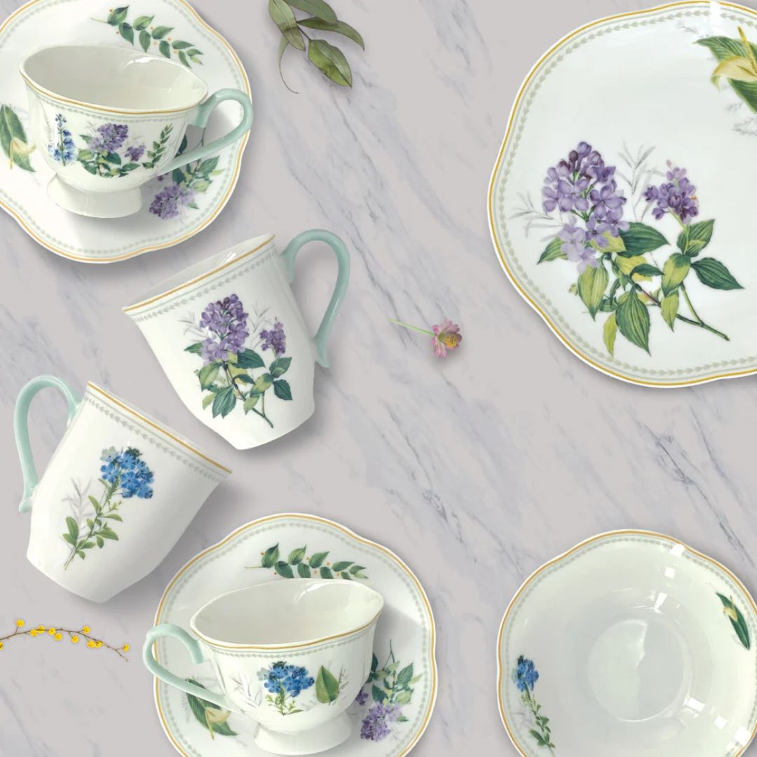 Soiree Botanique 2 Piece Tea/Coffee Cup & Saucer Set