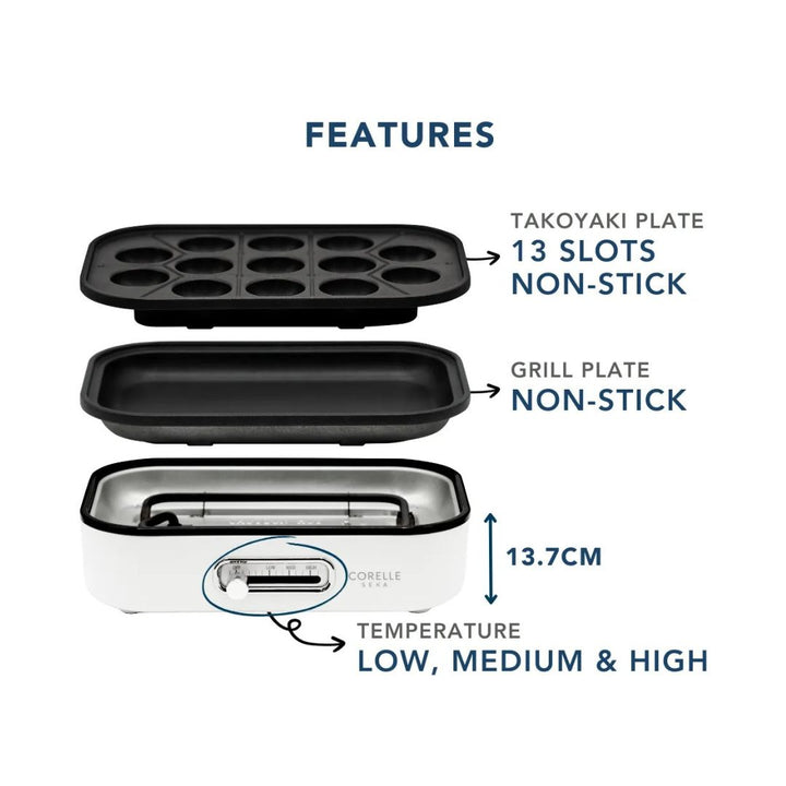 Corelle SEKA Mini Grill Dual Plates (Grill & Takoyaki)