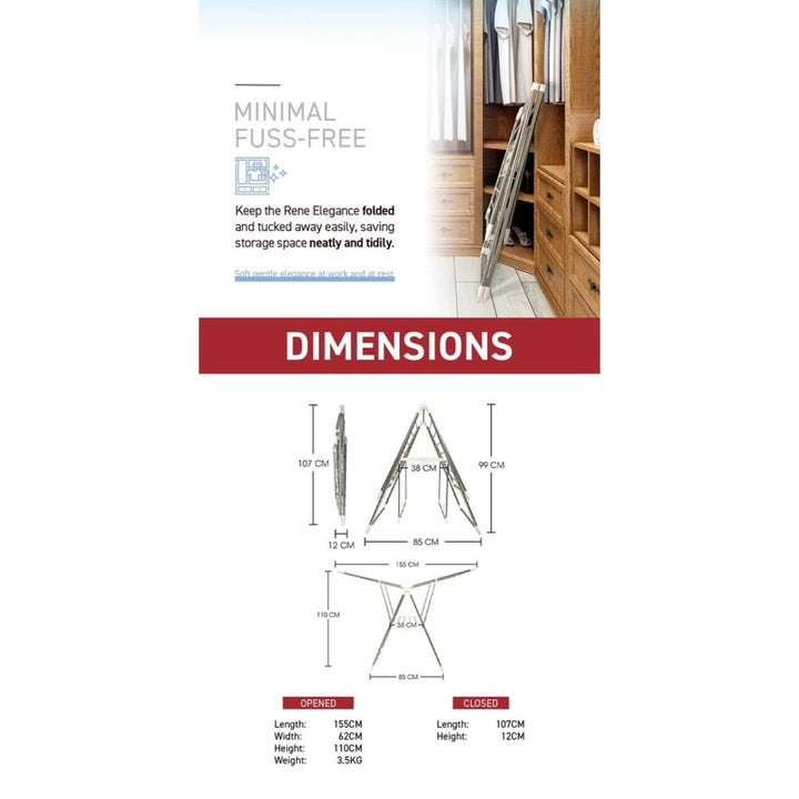 Rene High Quality Drying Rack With Foldable Wings Elegance