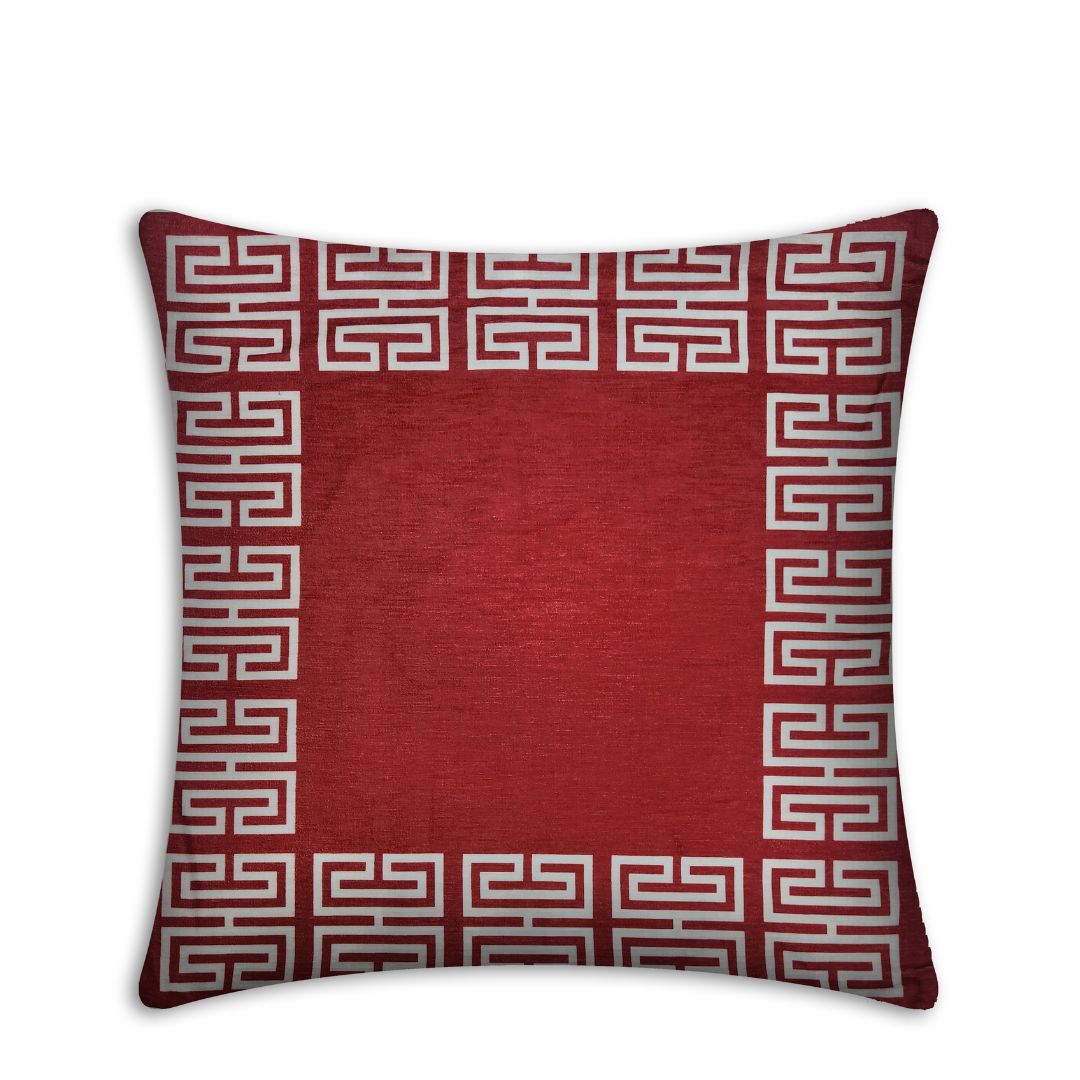 Rapee Greek Digital Print Chenielle Cushion Cover