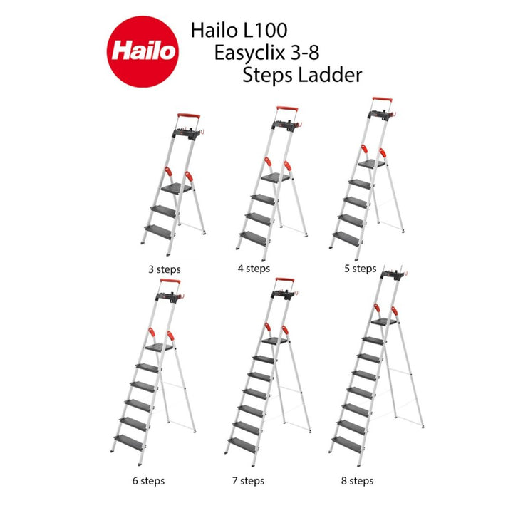 Hailo L100 Topline Safety Household Ladder 6 Steps