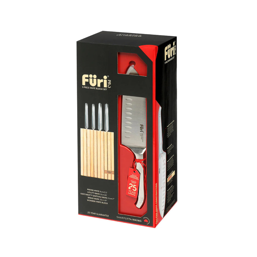 Furi Pro Wood Knife Block Set 5 Pieces