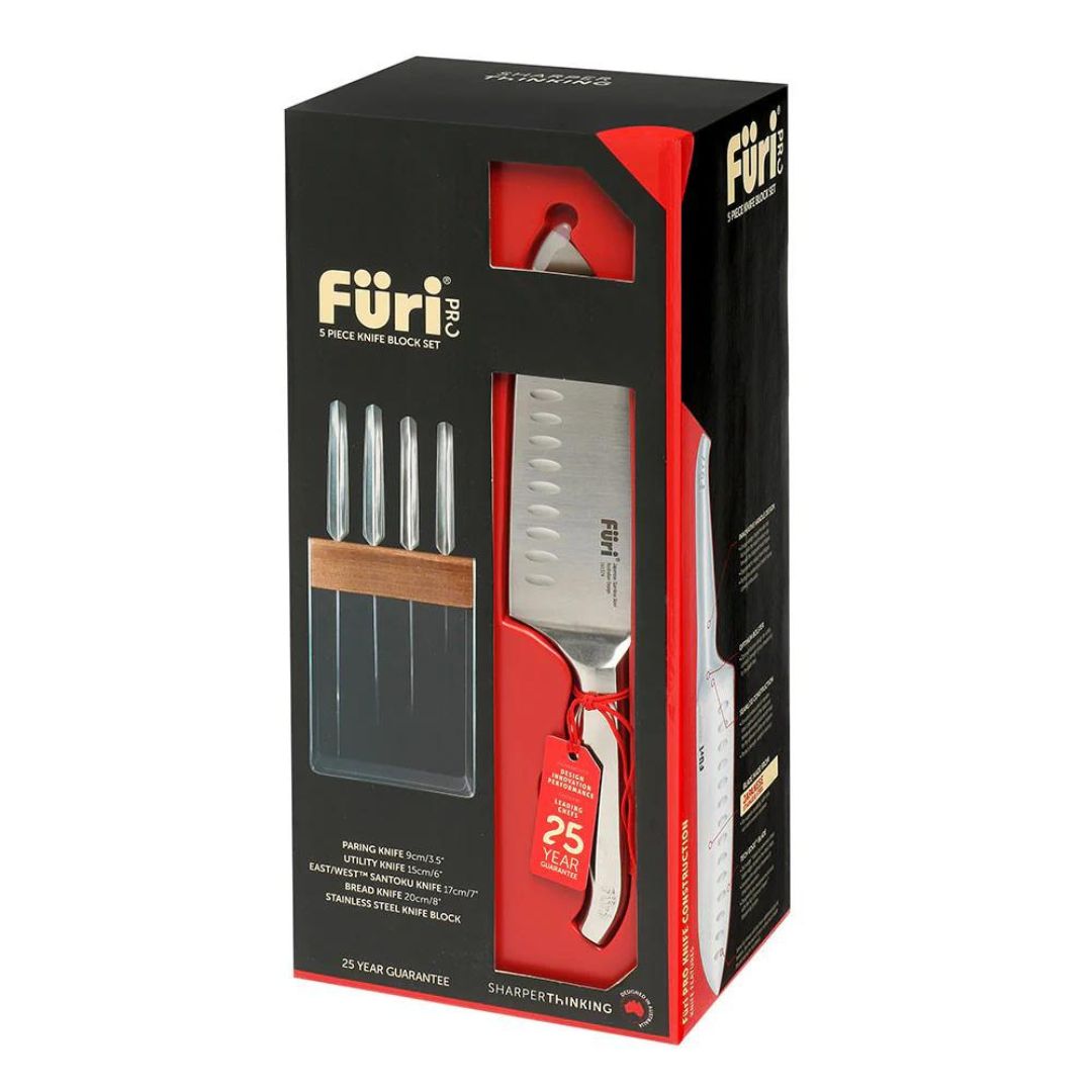 Furi Pro Stainless Steel Knife Block Set 5 Pieces