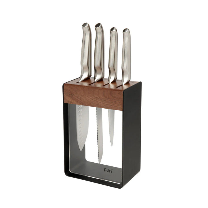 Furi Black Stainless Steel Knife Block Set 5 Pieces