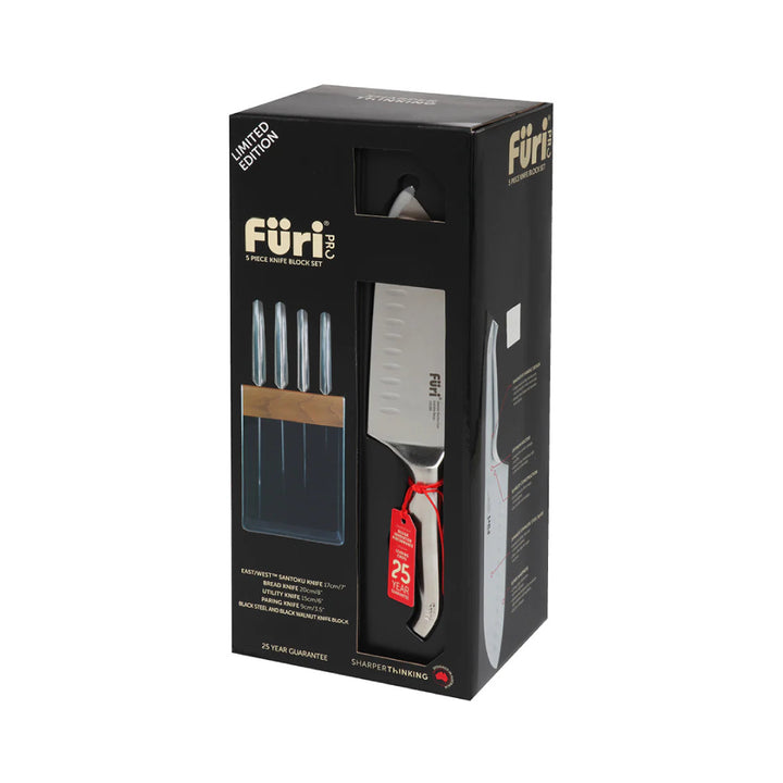 Furi Black Stainless Steel Knife Block Set 5 Pieces