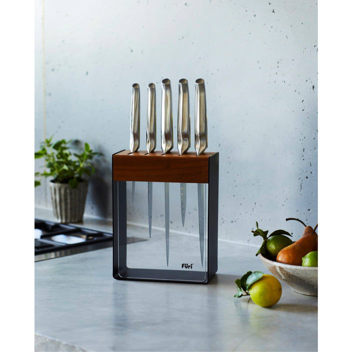 Furi Black Stainless Steel Knife Block Set 7 Pieces