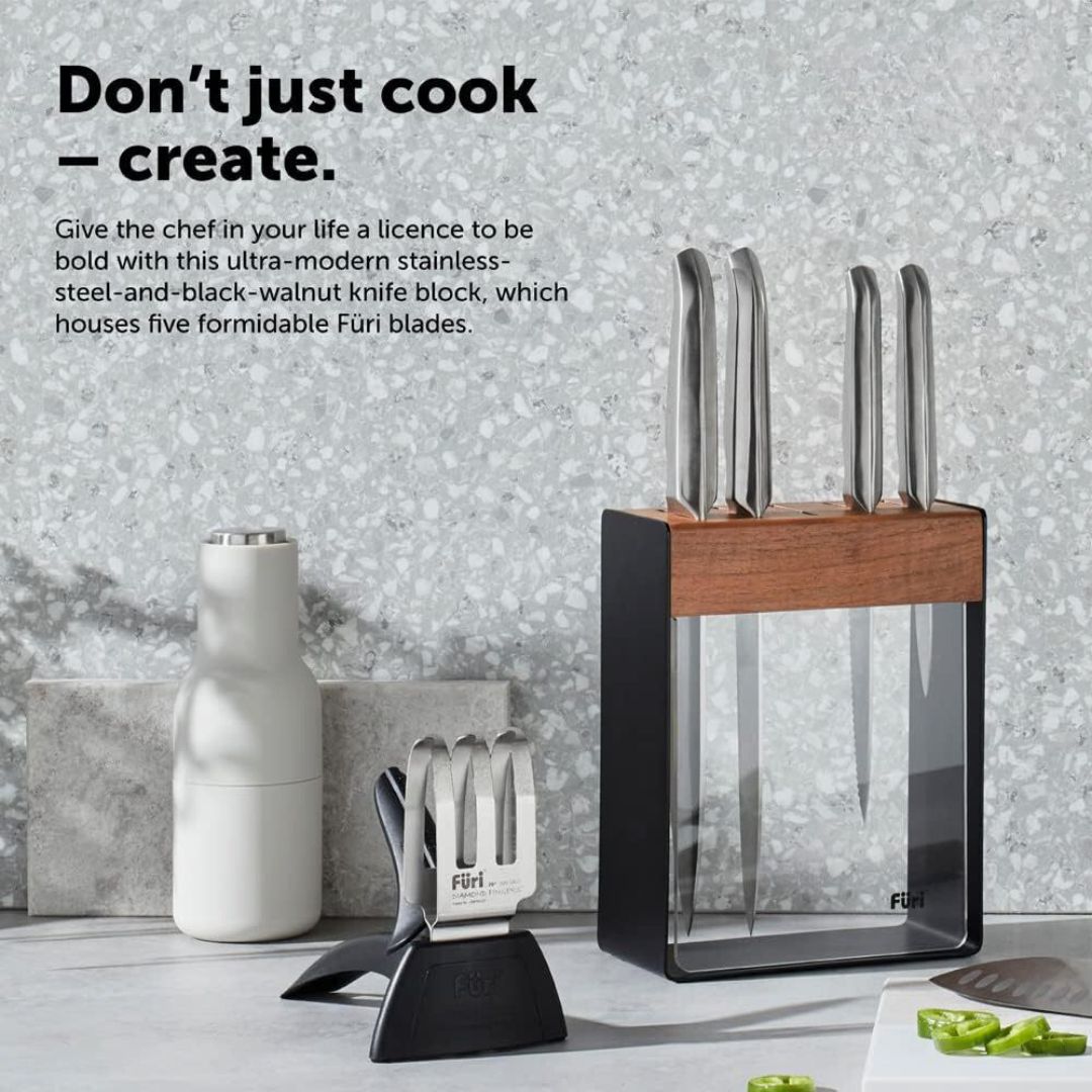 Furi Black Stainless Steel Knife Block Set 7 Pieces