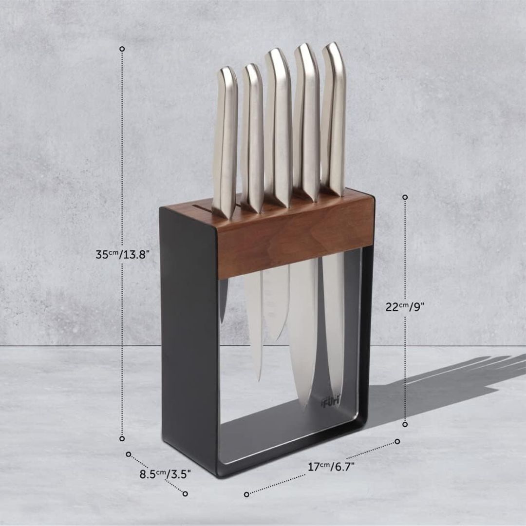 Furi Black Stainless Steel Knife Block Set 7 Pieces