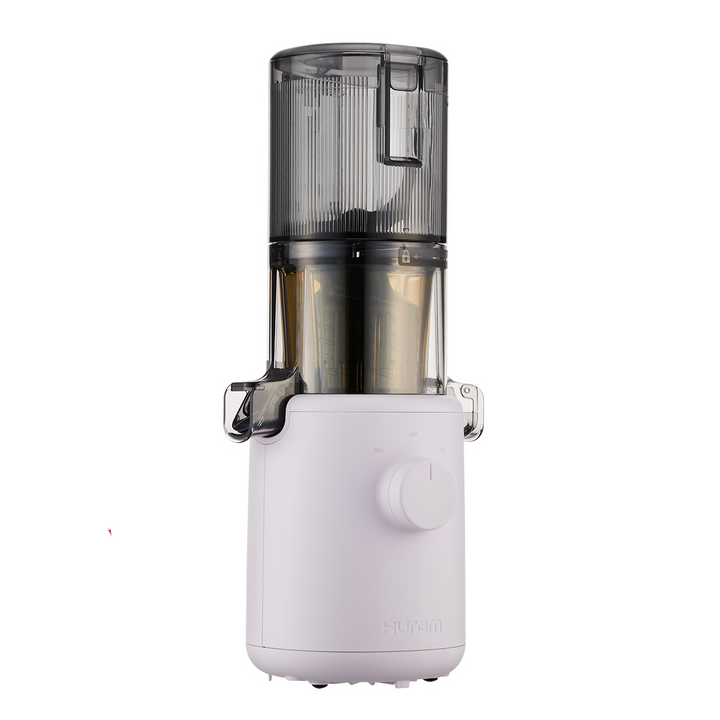 A lavender Hurom H-310A Slow Juicer on a white background.
