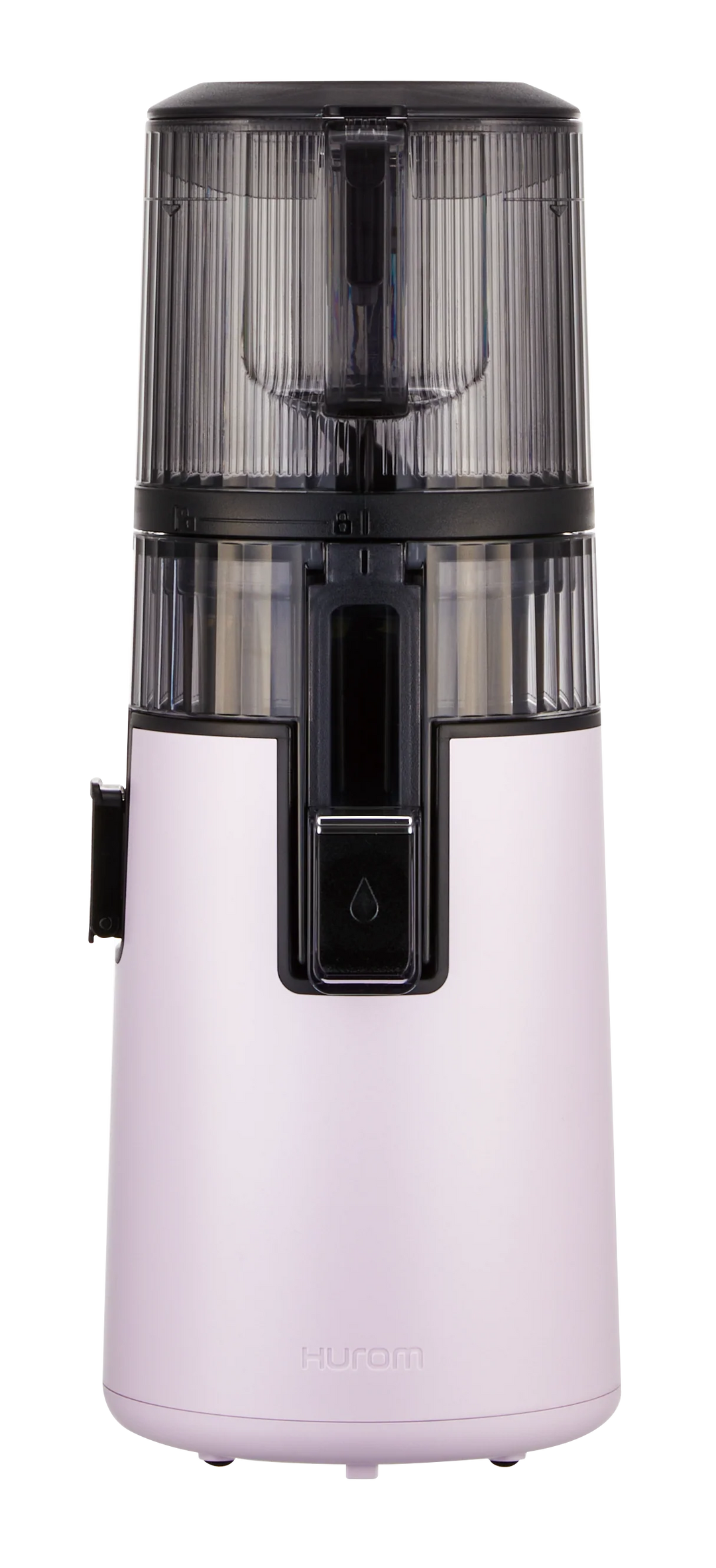 Lavender and black Hurom H410 juicer with visible Hurom brand name on a white background