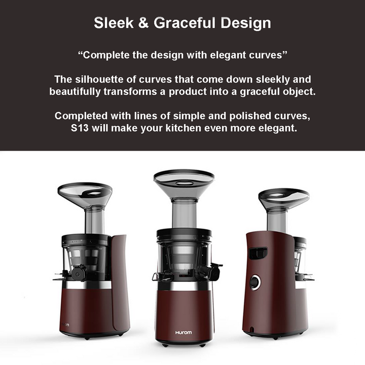 An infographic about the Hurom S13 and how sleek it looks 