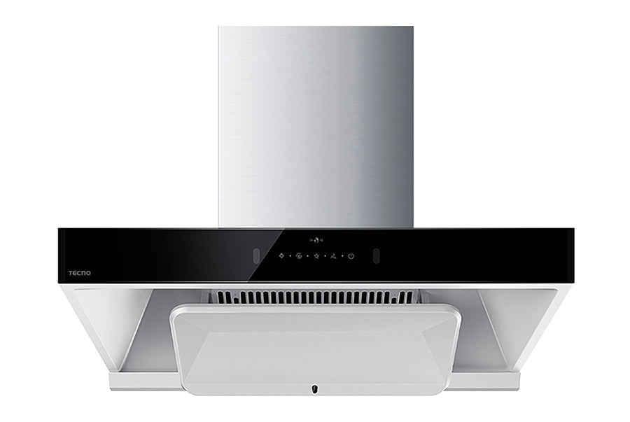 Chimney Hood — S/S w/ Black Panel — 90cm, 1600m3/h, Touch Control with LED Display, Auto Clean