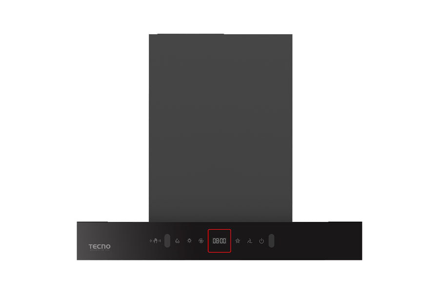 Chimney Hood — Full Black — 60cm, 1600m3/h, DC Motor, Gesture Control ON/OFF, Heated Auto Clean function