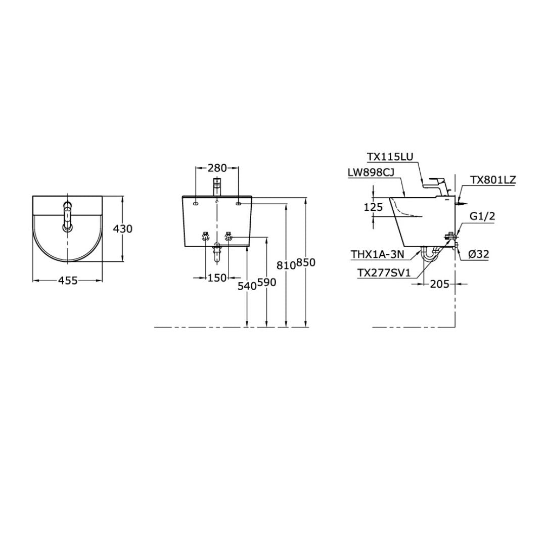 Toto Wall-hung Basin LW898CJ