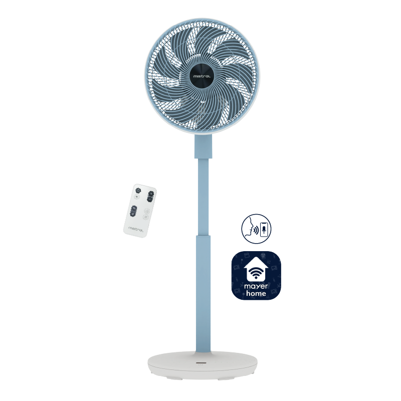 Summer Breeze by Mistral 12" DC High Velocity Stand Fan with Wi-Fi & Remote MHV9812DRW Sky Blue
