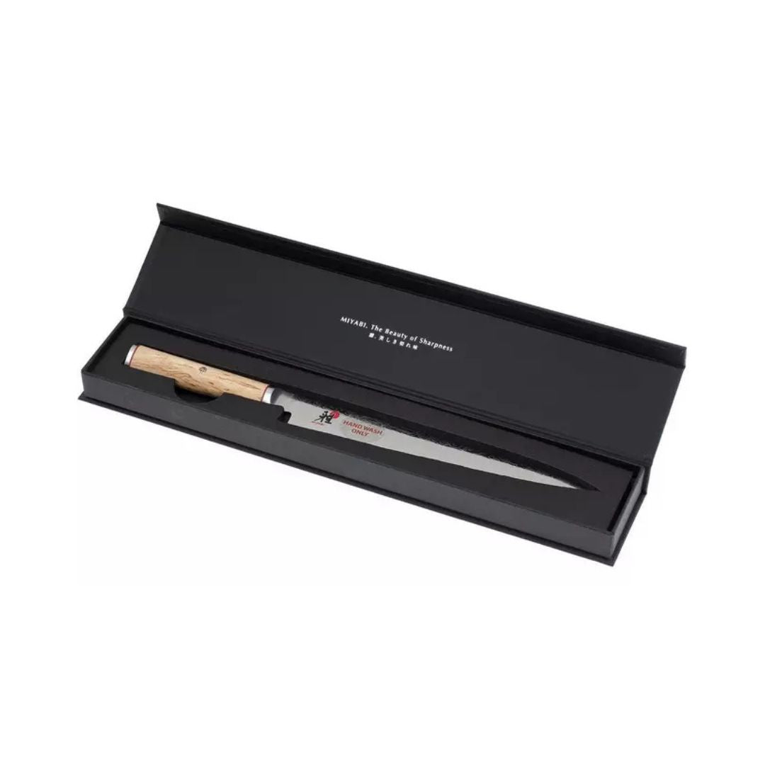 Miyabi 5000MCD-B 24cm Birchwood Damascus Sujihiki Knife