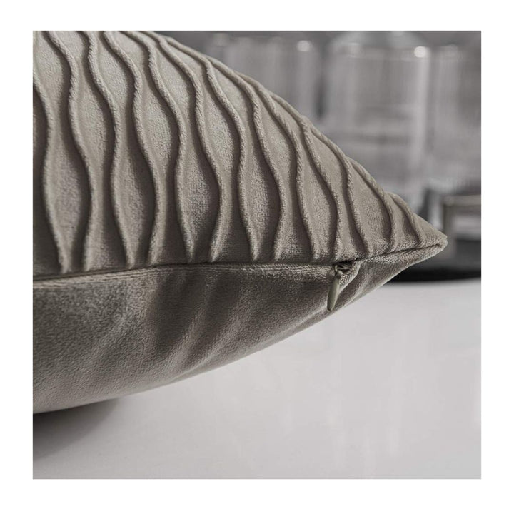 Rapee Pleats Velvet Foil Solid Cushion Cover