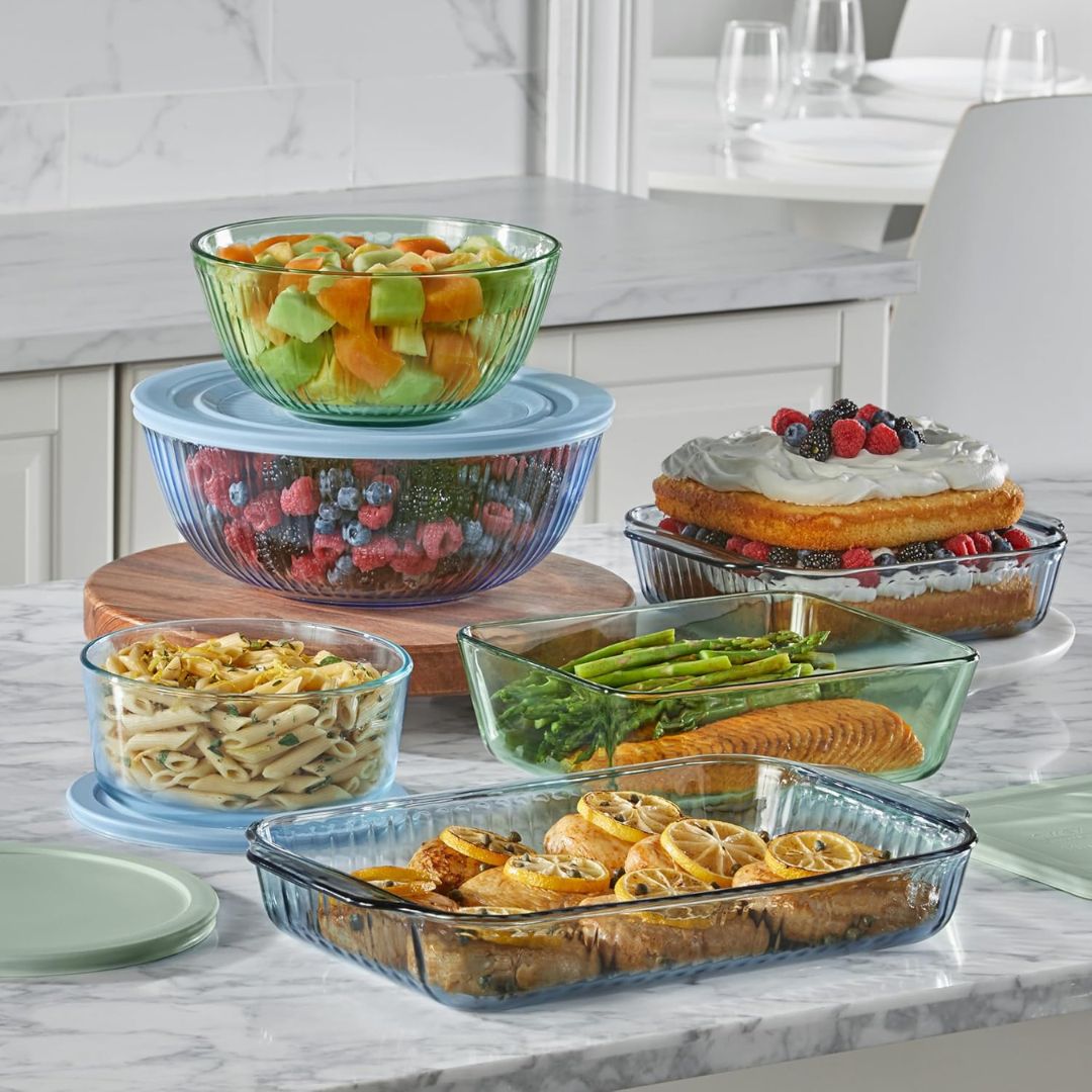 Pyrex 4pc Sculpted Glass Mixing Bowls Set