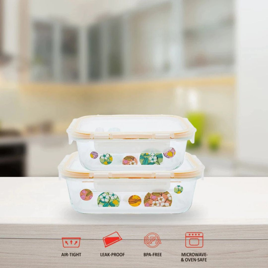 Pyrex 2pc Glass Storage Set Bon Bon Fleur