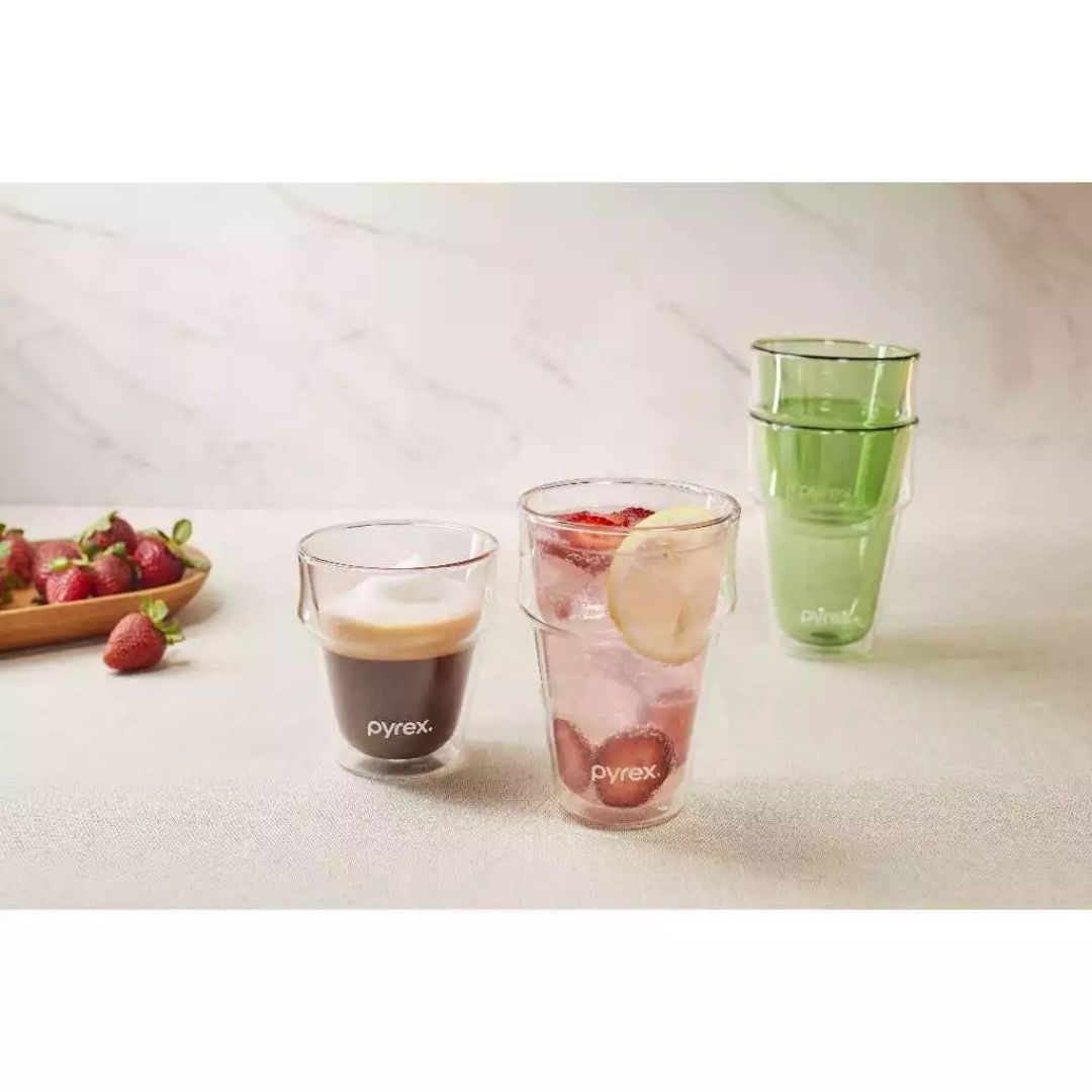 Pyrex 2Pc Stackable Double Wall Glass Set