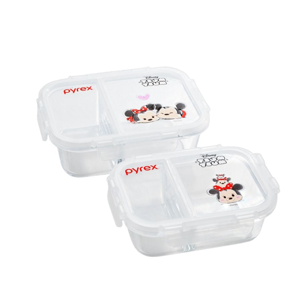 Pyrex x Tsum Tsum 2pc 620ml & 1050ml Divided Glass Storage Set