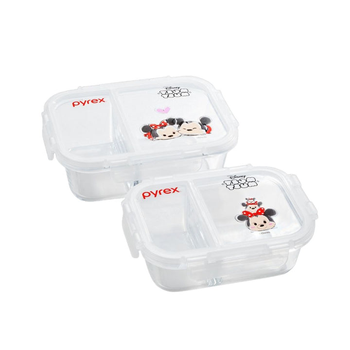 Pyrex x Tsum Tsum 2pc 620ml & 1050ml Divided Glass Storage Set