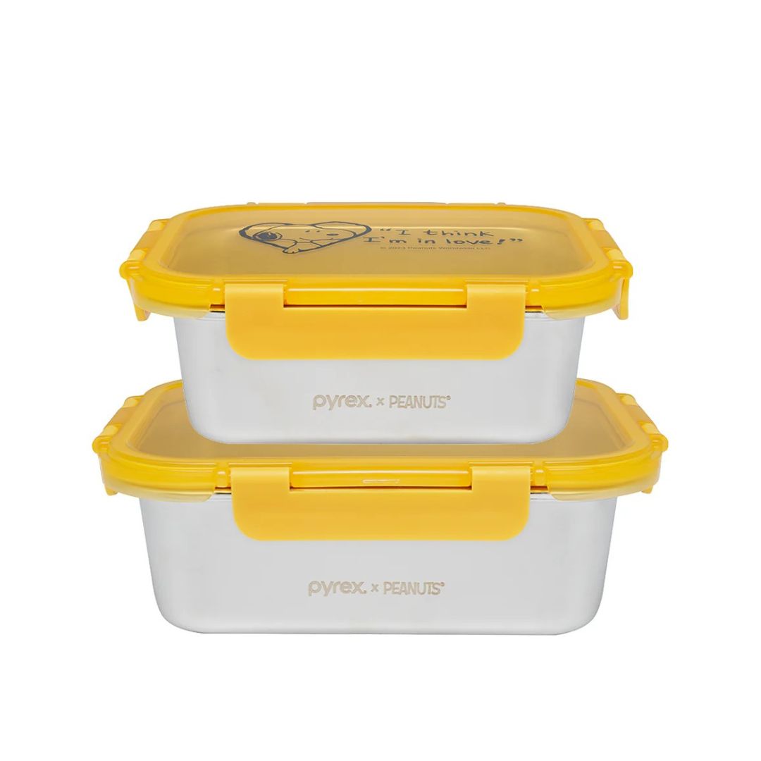 Pyrex 2pc Stainless Steel Storage Set with Lid Snoopy Bold