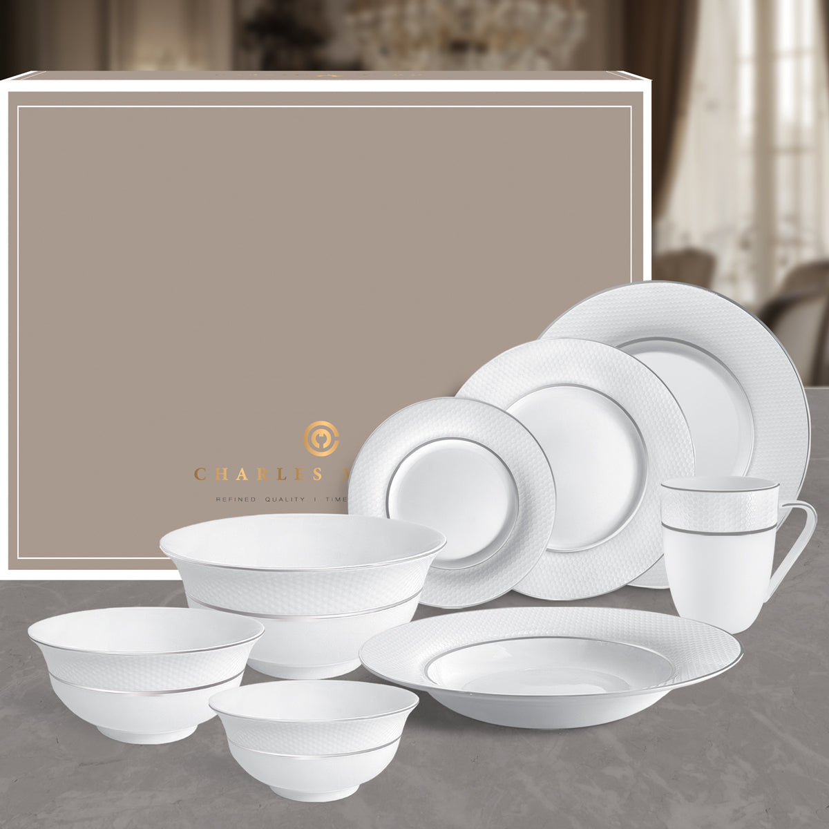Charles Millen Signature Fine Bone China Collection Vogue Series Good For 6 Dining Set