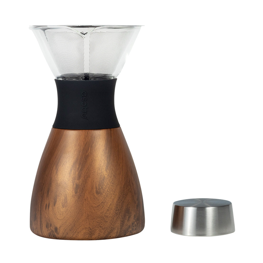 ASOBU Pour Over Hot Brew Coffee Maker 1L black wood stainless
