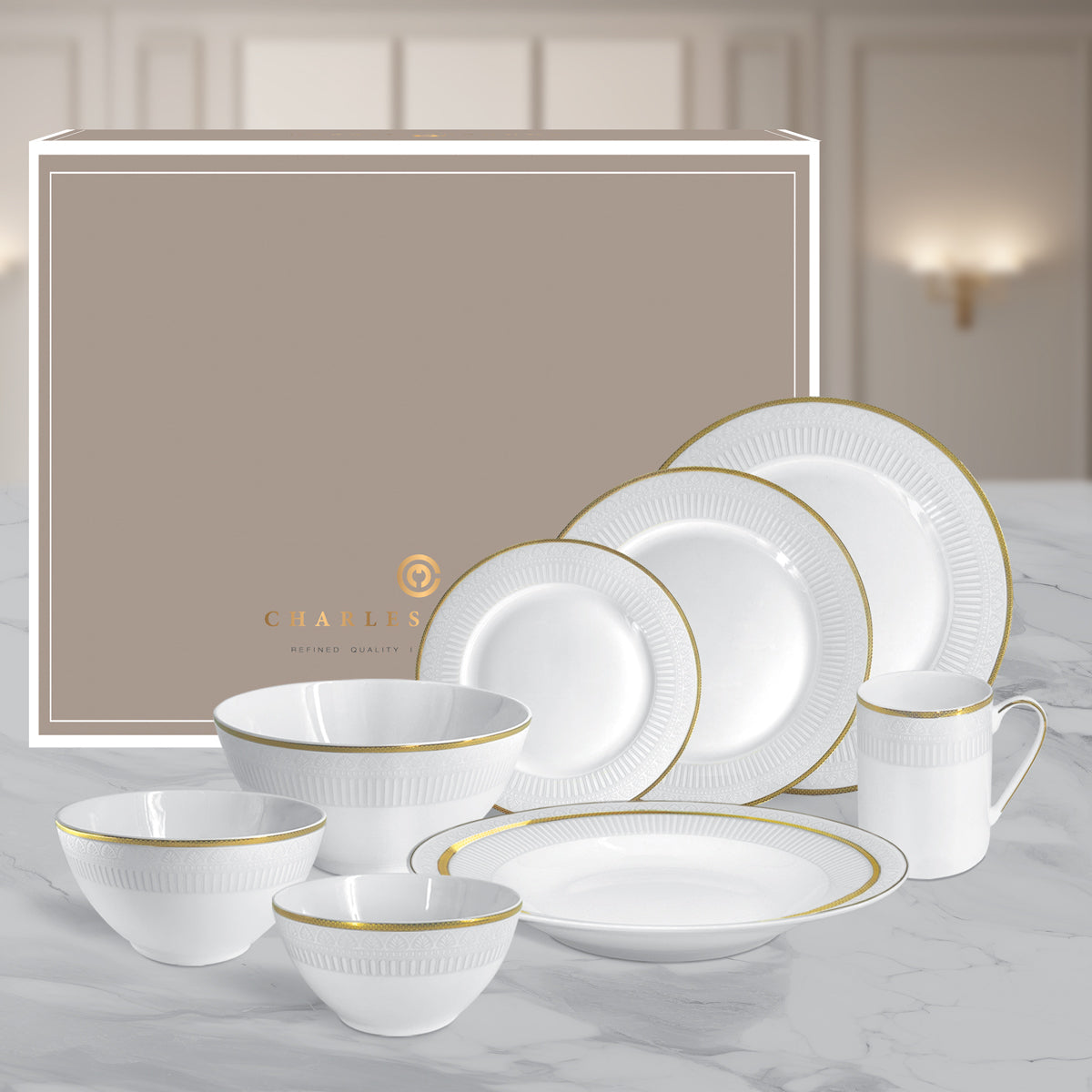 Charles Millen Signature Fine Bone China Collection Vogue Series Good For 6 Dining Set