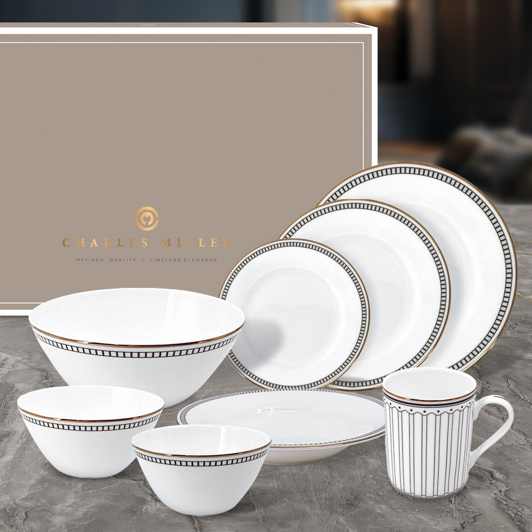 Charles Millen Signature Fine Bone China Collection Vogue Series Perfect 10 Dining Set