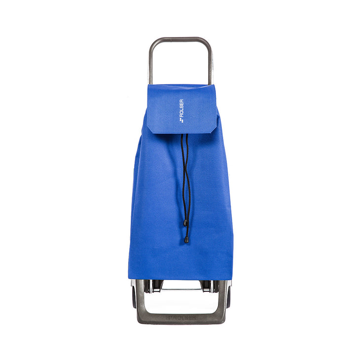 A blue Rolser Baby Joy Market & Shopping Trolley with an aluminum frame and a water-resistant polyester bag.