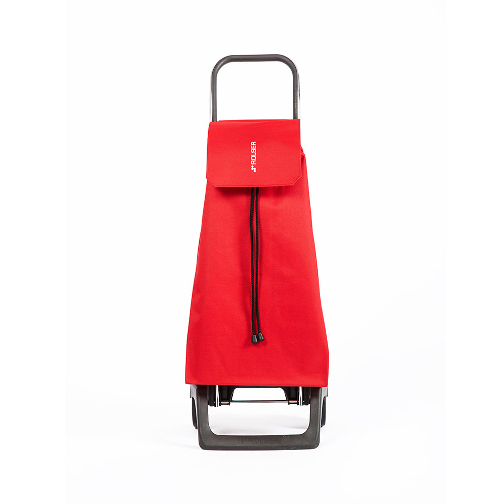 A red Rolser Baby Joy Market & Shopping Trolley with an aluminum frame and a water-resistant polyester bag.