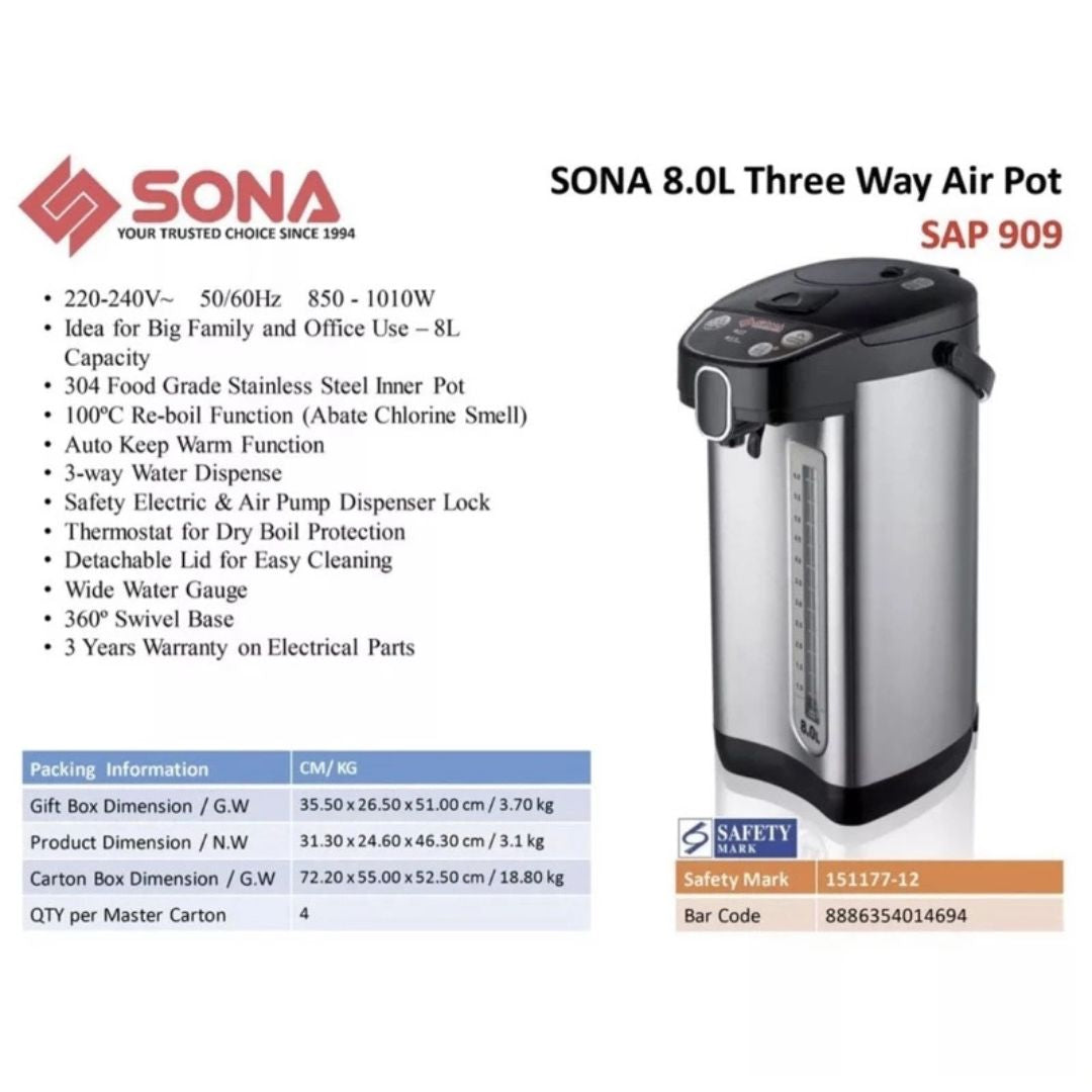 Sona 8L Electric Thermo Pot
