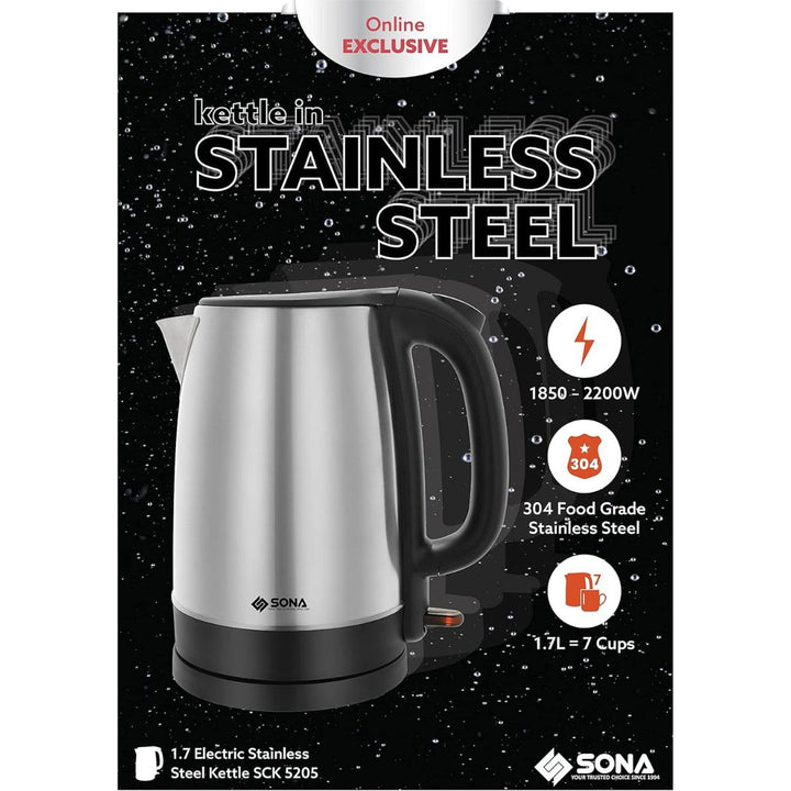 Sona 1.7L Electric Stainless Steel Kettle