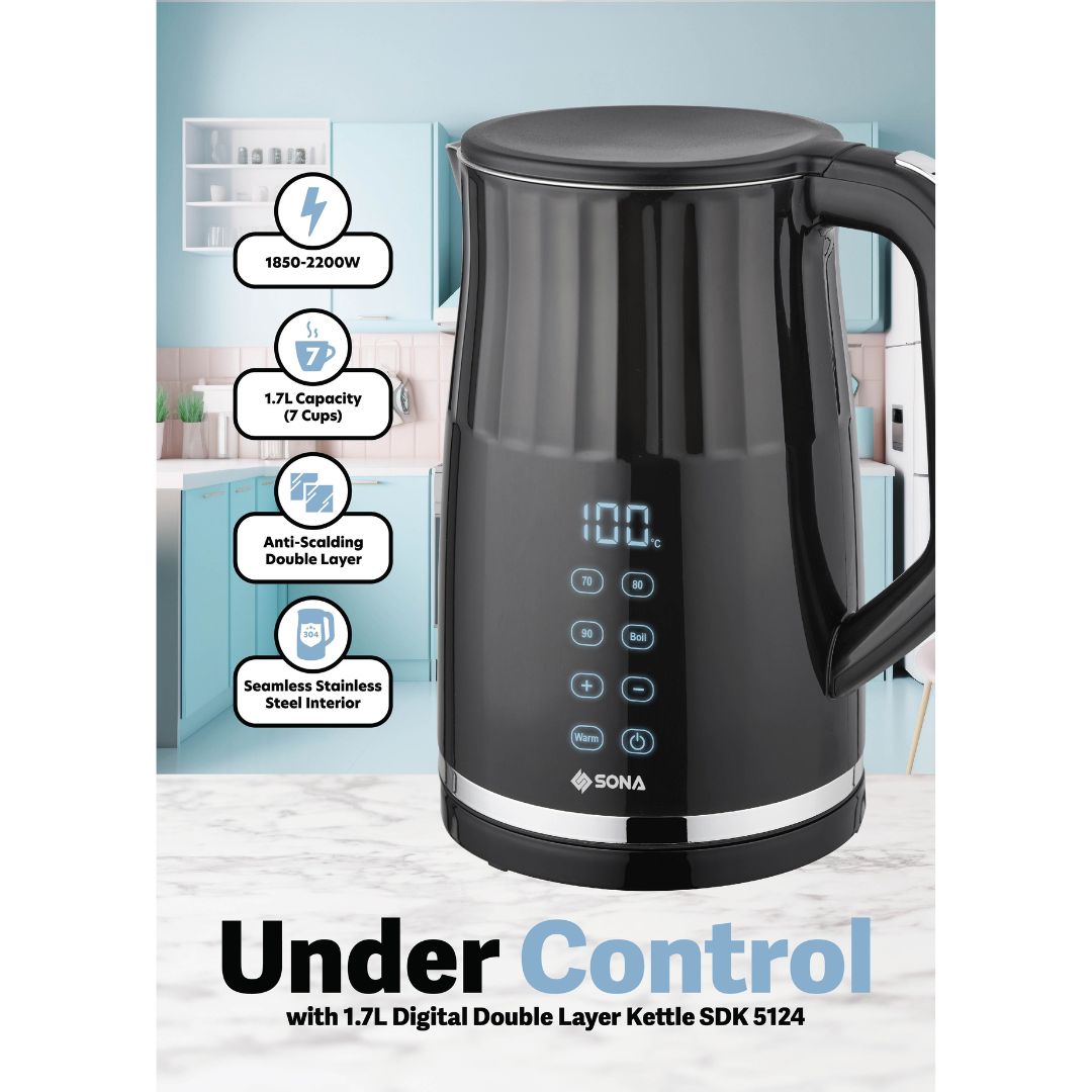 Sona 1.7L Digital Double Layer Kettle