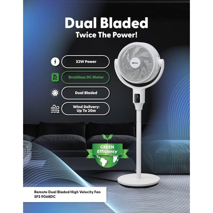 Sona 10” Remote DC Dual Bladed High Velocity Fan